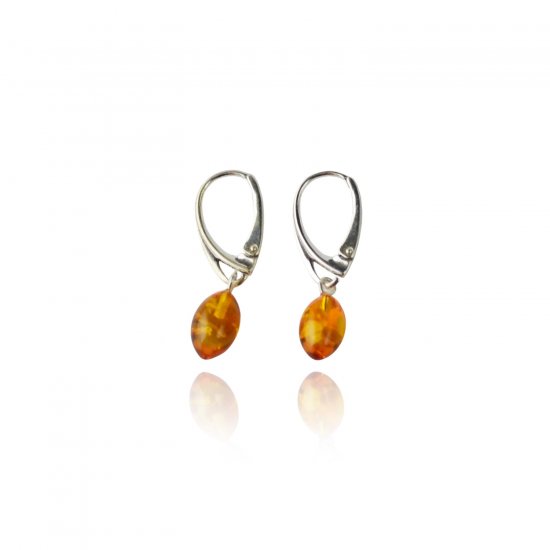 Drop cognac amber earrings