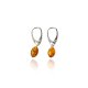 Drop cognac amber earrings