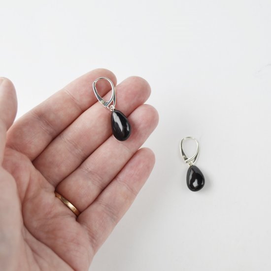 Black Baltic amber earrings