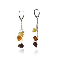 Amber Irregular shape cognac white and cherry earrings Amber Irregular shape cognac white and cherry earrings