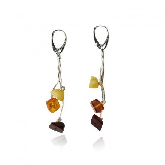 Amber Irregular shape cognac white and cherry earrings