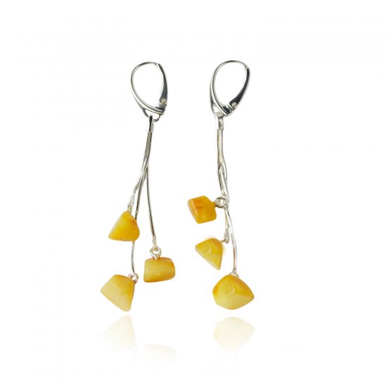 Irregular shape white amber earrings