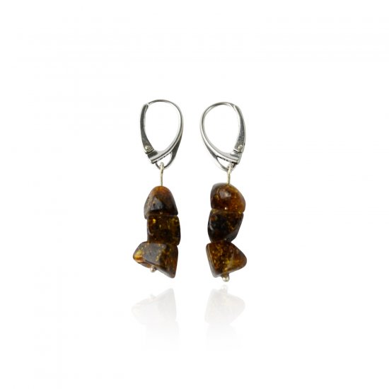 Irregular green amber earrings