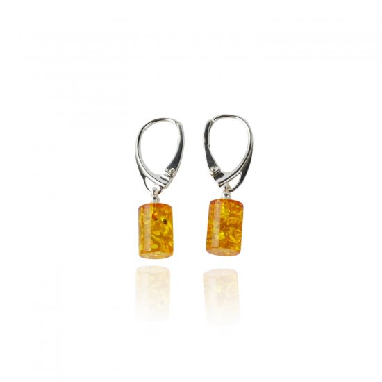 Cognac cylinder shape earrings