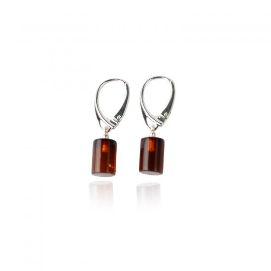 Medium long amber earrings cherry beads