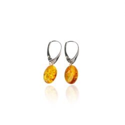 Medium long amber earrings with cognac beads Medium long amber earrings with cognac beads