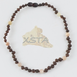Teething amber necklace sunstone beads