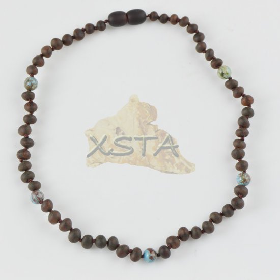 Teething necklace with sky blue jasper