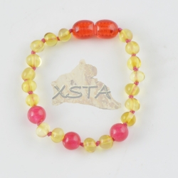 Teething amber bracelet with garnet Teething amber bracelet with garnet