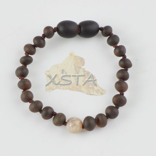 Teething amber bracelet with sunstone beads