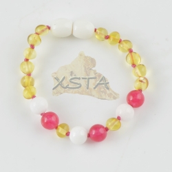 Teething amber bracelet with garnet onyx Teething amber bracelet with garnet onyx