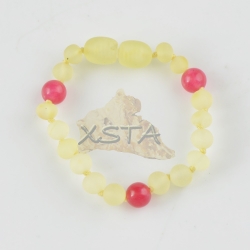 Teething amber bracelet with red garnet Teething amber bracelet with red garnet