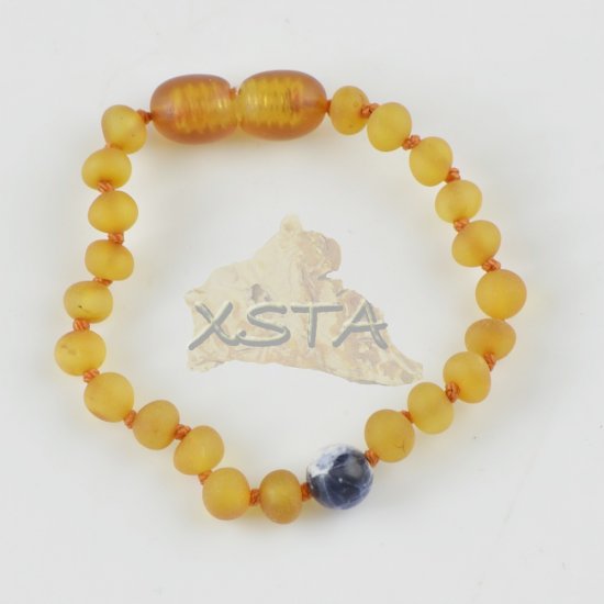 Teething amber bracelet with sadolite beads
