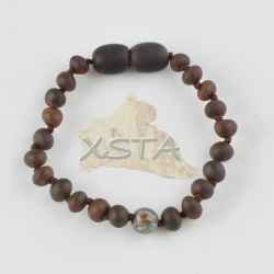Teething amber bracelet with sky jasper Teething amber bracelet with sky jasper
