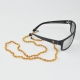 Olive amber necklace for glasses raw beads