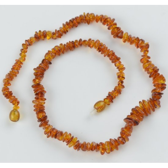 Amber necklace chips cognac beads