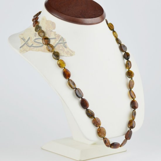 Baltic Amber necklace flat green beads