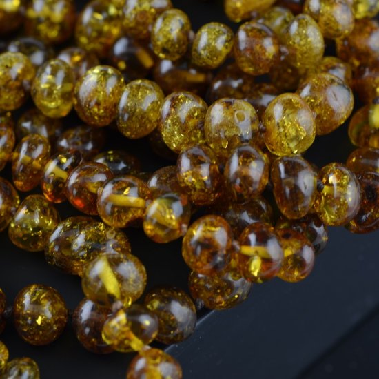 Amber necklace for adults polished green