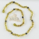 Amber necklace baroque polished green Amber necklace baroque polished green