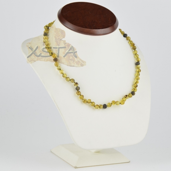Amber necklace baroque polished green Amber necklace baroque polished green