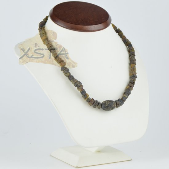 Amber necklace raw olive beads style