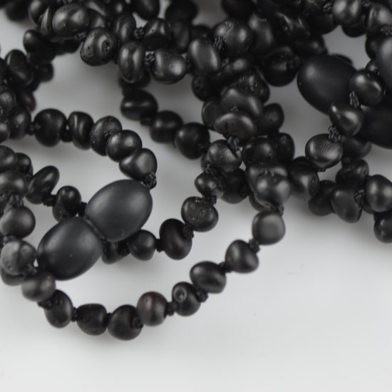 Amber raw necklace black baroque
