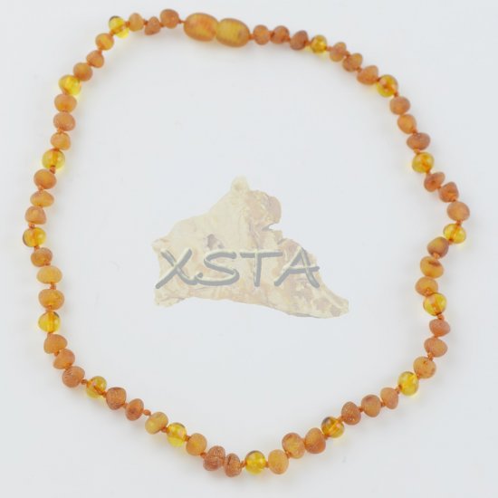 Amber necklace raw polished baroque cognac