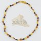 Teething necklace with raw olive amber beads