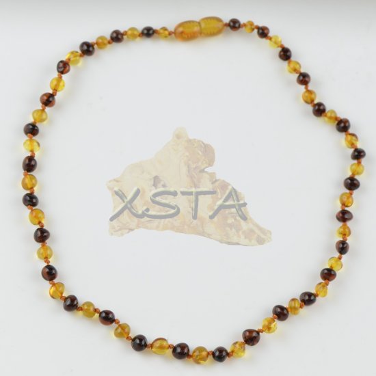 Teething necklace with two color beads