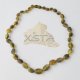 Amber necklace raw olive green beads style