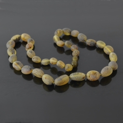 Amber necklace raw olive green beads style