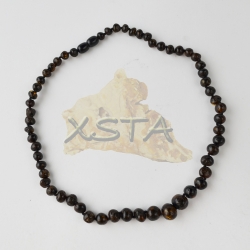Adults amber necklace polished green dark