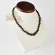 Adults amber necklace polished green dark