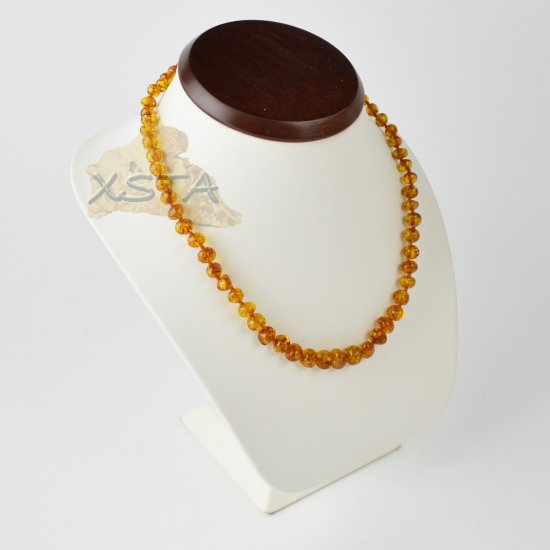 Adults amber necklace black of beads 50 cm