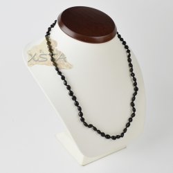 Adults amber necklace black of beads 50 cm
