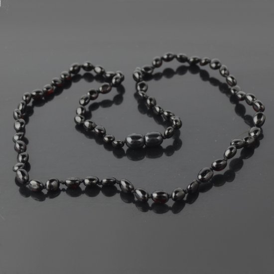 Adults amber necklace black of beads 50 cm