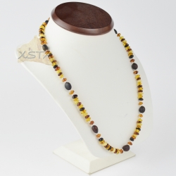 Amber necklace with mixed beads for men