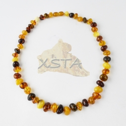 Amber baroque necklace multicolour polished