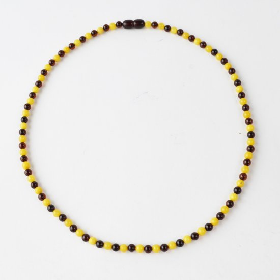 Adults amber necklace round mix beads
