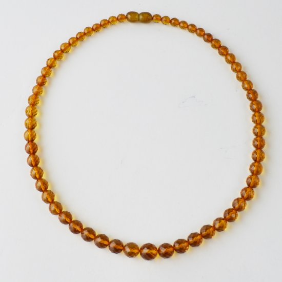 Amber necklace round faceted 5,5 to 9,5 mm