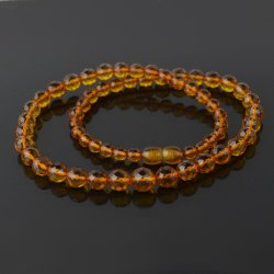 Amber necklace round faceted 5,5 to 9,5 mm