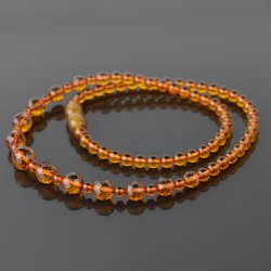 Amber necklace round faceted beads for women