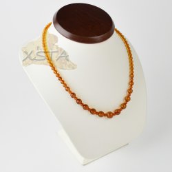 Amber necklace round faceted beads for women