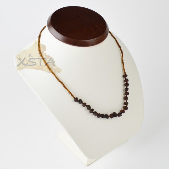 Amber necklace raw cherry baroque color