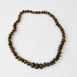 Adults amber necklace polished green