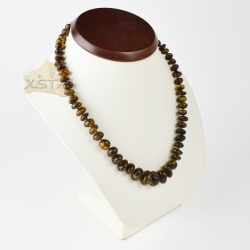 Adults amber necklace polished green