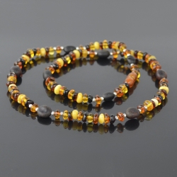 Amber necklace with mixed beads for men