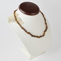 Adults amber necklace chips green mix of beads