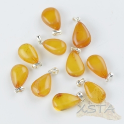 Natural teardrop amber pendant with silver 925