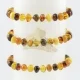 Baltic amber beads bracelet multi-colour polished